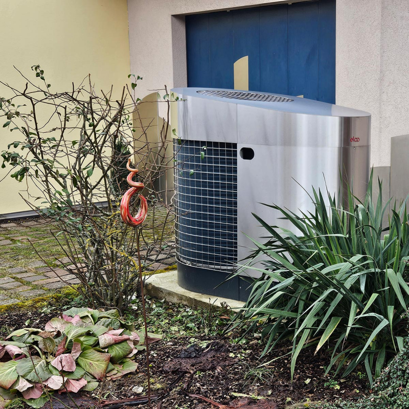 Wärmepumpe an einem Wohnhaus in Höpfingen Bild einer Wärmepumpe an einem Wohnhaus in Höpfingen